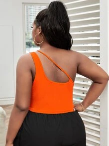 Slaydiva áo nữ kích thước lớn Cắt ra màu trơn Gợi cảm - trái cam - Xem 2