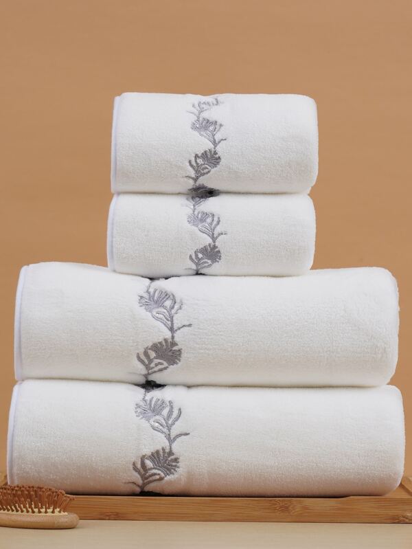 1/2/3件装珊瑚绒刺绣纯色浴巾或手巾，适用于浴室、酒店、健身房、旅行、礼品、沙龙、运动、户外、海滩、学校、返校季、旅行配件、家居用品、毛巾、护肤品