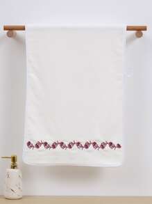 1/2/3pcs Coral Fleece Embroidered Solid Color Bathroom Towels, Polyester Embroidered Soft And Absorbent, Romantic And Fashionable Bathroom Towel - Multicolor - View 5