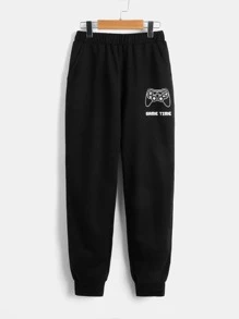 SHEIN Quần thể thao Con trai Túi Lá thư - màu đen - Xem 1