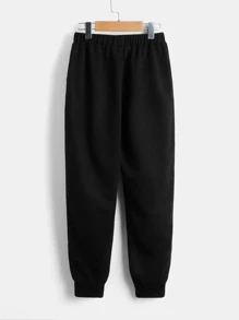 SHEIN Quần thể thao Con trai Túi Lá thư - màu đen - Xem 2