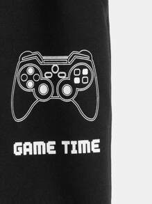 SHEIN Quần thể thao Con trai Túi Lá thư - màu đen - Xem 4