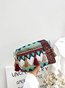 Colour Block Tassel Decor Bum Bag - Multicolor - View 1