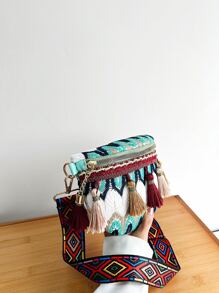 Colour Block Tassel Decor Bum Bag - Multicolor - View 3