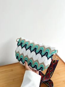 Colour Block Tassel Decor Bum Bag - Multicolor - View 4