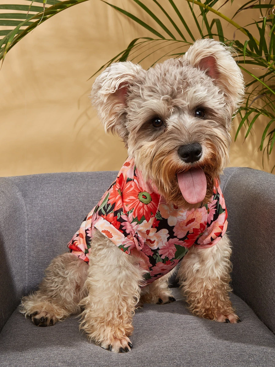 1pc Flower Print Pet Tee For Dog And Cat For Summer - Multicolor - View 1