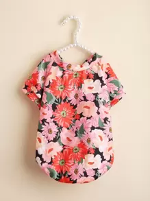 1pc Flower Print Pet Tee For Dog And Cat For Summer - Multicolor - View 2