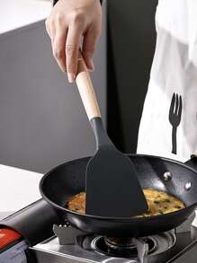 套裝/8入組, 廚房用具套裝, 包括抹刀, 開槽轉動器, 長柄勺, 開槽勺, 油刷, 矽膠抹刀和意大利麵條刀, 矽膠廚具套裝帶木柄, 廚房小工具, 廚房配件, 家庭廚房用品 - 彩色 - 查看 2