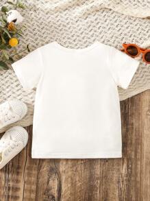 Bebé Camiseta con estampado de letra y corazón - Blanco - Ver 2