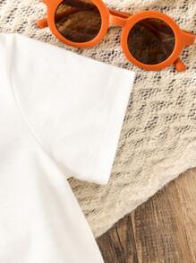 Bebé Camiseta con estampado de letra y corazón - Blanco - Ver 4