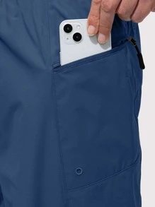 G Gradual Men Drawstring Waist Split Hem Sports Shorts With Phone Pocket - Blue - View 4