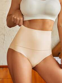 Plain High Waisted Panty - Apricot - View 4