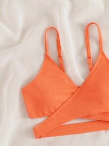 SHEIN 少女前交叉比基尼套装夏季海滩