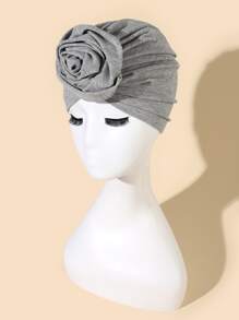 Flower Decor Head Wrap Hair Sleep Cap - Grey - View 1