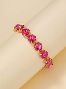 Vòng đeo tay trang trí bằng đá rhinestone - Màu Hồng Tươi - Xem 3