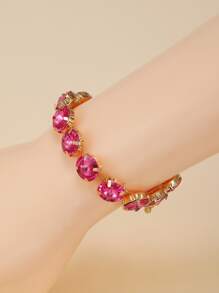 Vòng đeo tay trang trí bằng đá rhinestone - Màu Hồng Tươi - Xem 1