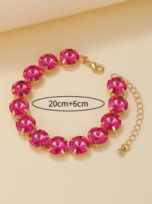 Vòng đeo tay trang trí bằng đá rhinestone - Màu Hồng Tươi - Xem 4