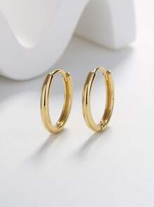 1pair Classic European & American Hip Hop Style Titanium Hoop Earrings For Men
