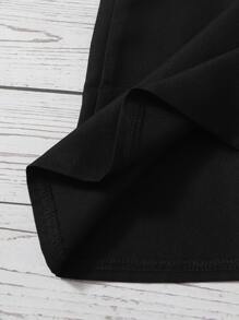 Toddler Girls Layered Ruffle Trim Asymmetrical Neck Blouse - Black - View 3