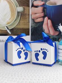 10pcs Foot Pattern Gift Bag With Ribbon - Royal Blue - View 1