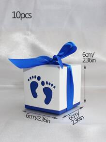 10pcs Foot Pattern Gift Bag With Ribbon - Royal Blue - View 3