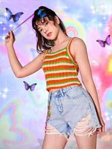 Teen Girls Ripped Raw Cut Denim Shorts - Light Wash - View 3