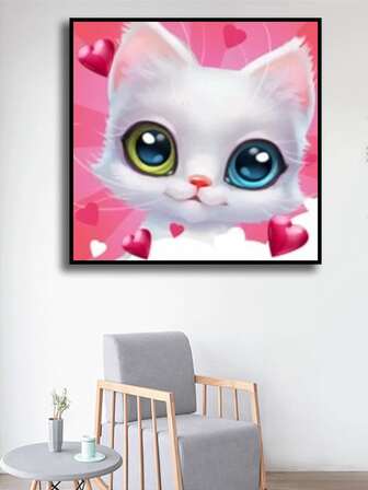 卡通貓貓圖案DIY鑽石畫不附框架