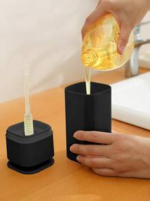 1pc Multifunction Soap Dispenser, Black ABS Hand Press Washing Fluid Bottle For Home - Black - View 5