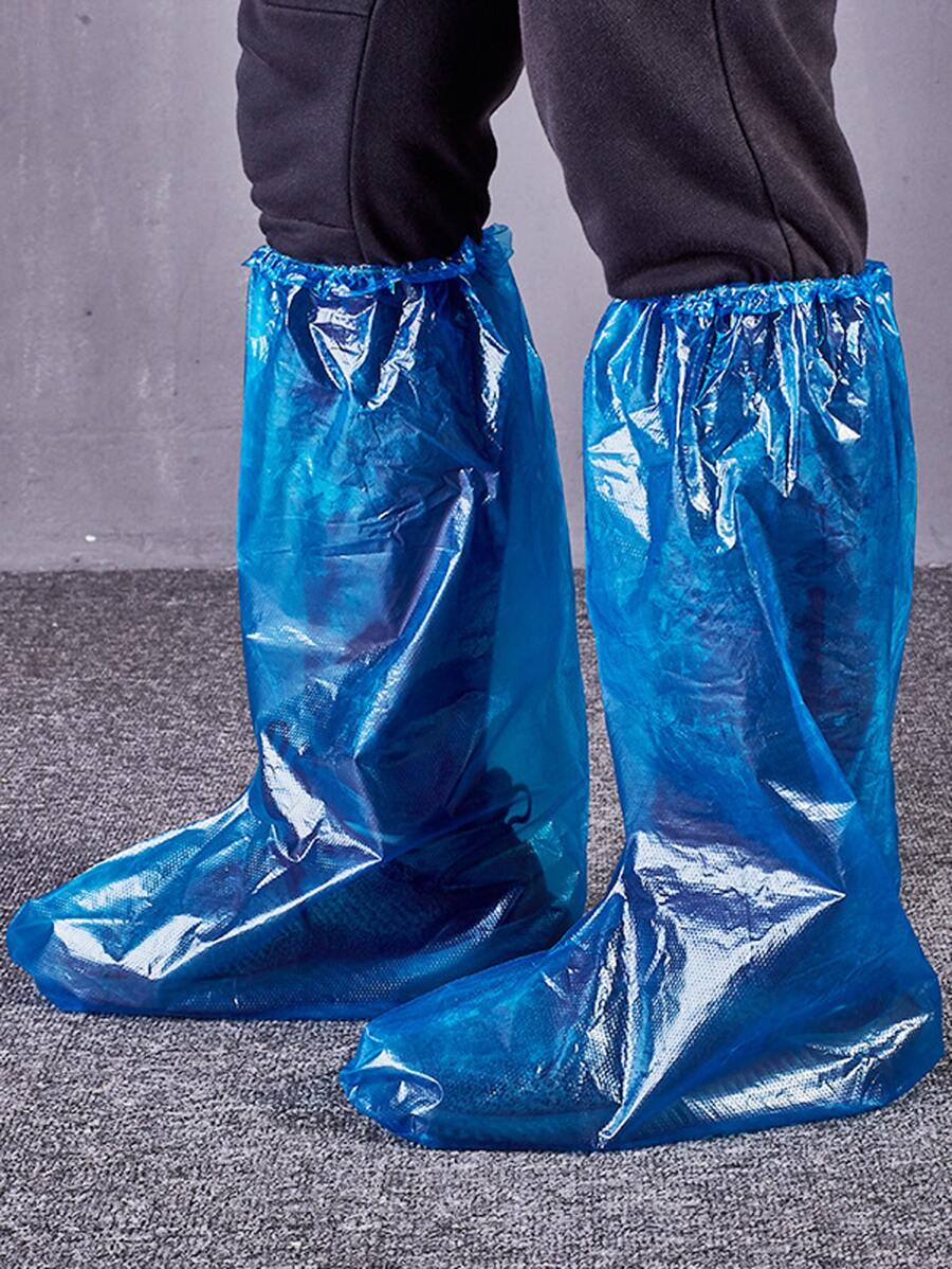 2pcs Disposable Rain Boots Cover, Blue Large Thick Disposable Shoes Cover For Outdoor Insulation, Galentines, Puppy, Carnival, Party Decorations, Spring Summer Picks, Brides Maid Gifts, Room, Bedroom Decor, Bedroom Decor, Beach, Travel, For Men, For Women, Vacation - Blue - View 1