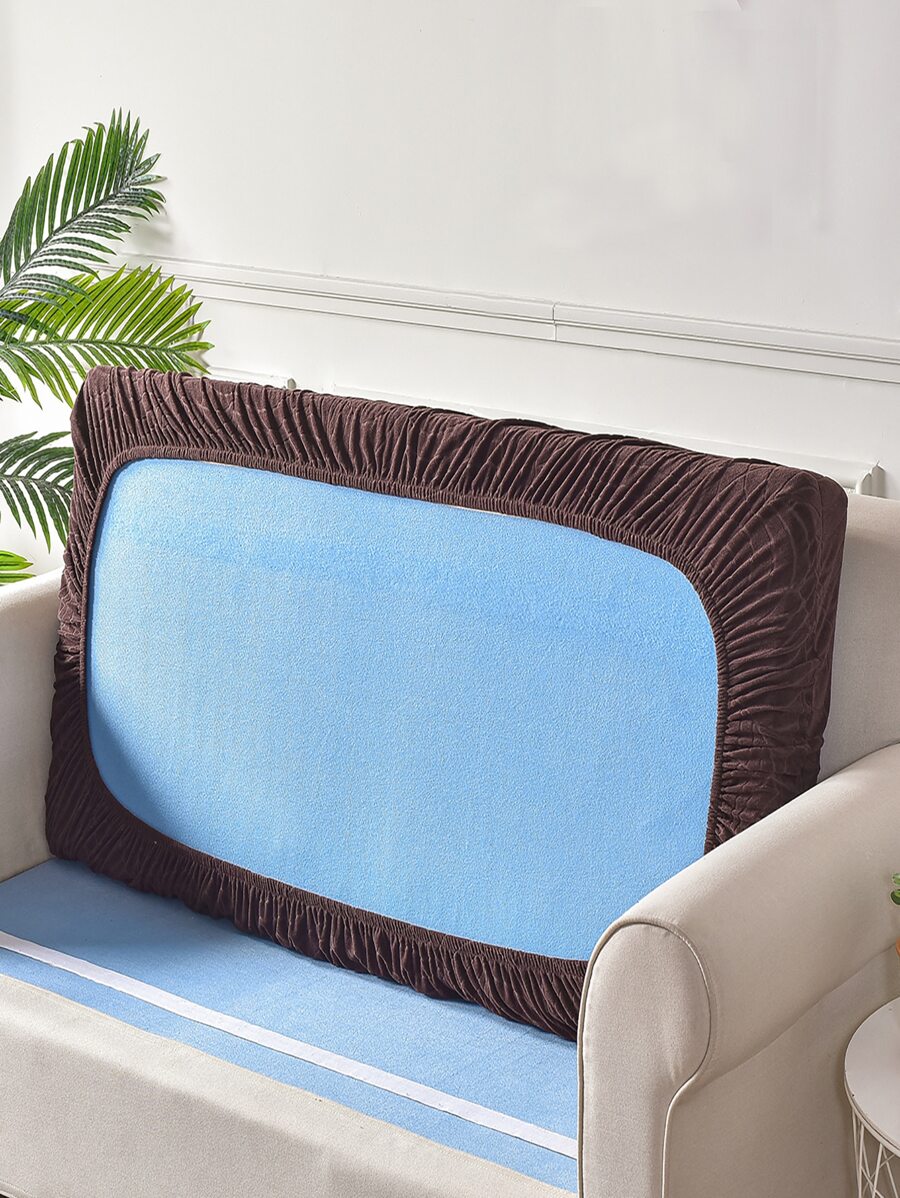 1入組提花葉子圖案沙發座位套 - 咖啡棕 - 查看 1