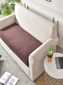 1入組提花葉子圖案沙發座位套 - 咖啡棕 - 查看 2