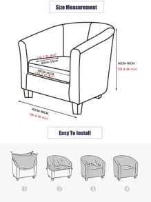 素色有彈性沙發套 - 黑色 - 查看 4