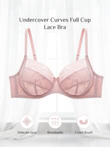 LUVLETTE Lencería sexy de talla grande, sujetador de encaje con cobertura completa y sin forro - Rosa - Ver 1