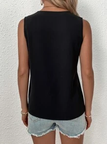 SHEIN LUNE Blusa panel con encaje - Negro - Ver 2