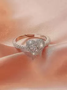 方晶锆石心形装饰戒指情人节