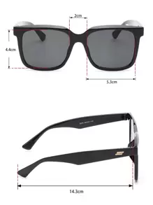1 pieza Gafas de sol cuadradas clásicas de moda con protección UV para hombre, accesorios para actividades al aire libre, playa, fiestas, vacaciones, viajes de verano - Negro - Ver 5