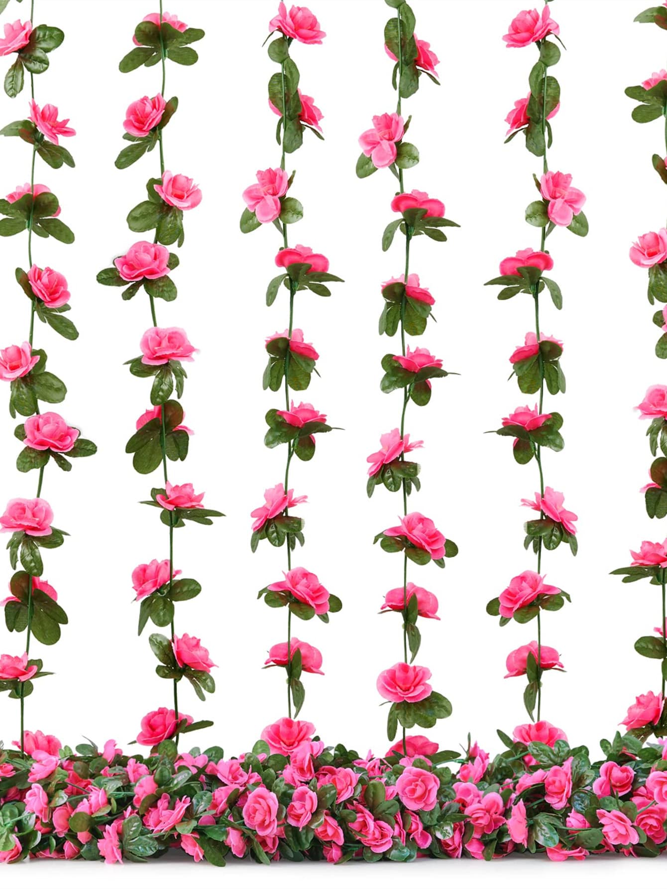 1 vòng hoa hồng nhân tạo 45 đầu màu hồng/đỏ để trang trí đám cưới - Màu Hồng Tươi - Xem 1