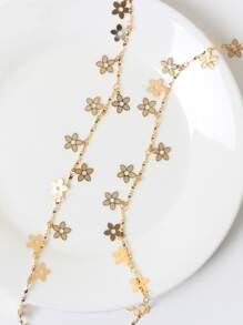 2 piezas Clip de pelo con decoración de flor y cadena, estilo bohemio para el Día de San Valentín, pinzas para el cabello, accesorios para el cabello, accesorios para la cabeza - Dorado - Ver 5