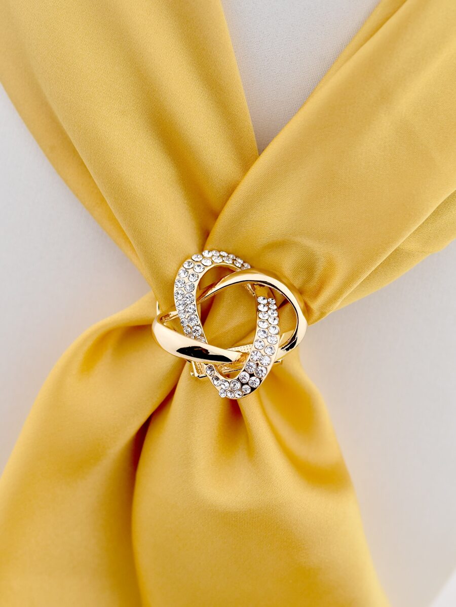 Rhinestone Decor Scarf Buckle, Versatile, And Stylish Fashionable Brooch - Gold - View 1