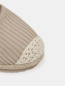 Styleloop Zapatos de mujer moda cuña con tira de tobillo y trenza de punto para vacaciones, color beige, zapatos de verano rebajas, zapatos de vuelta al colegio para estudiantes universitarias, zapatos con estilo boho, vintage, cottage core, francés para Halloween, Navidad, otoño - Albaricoque - Ver 4