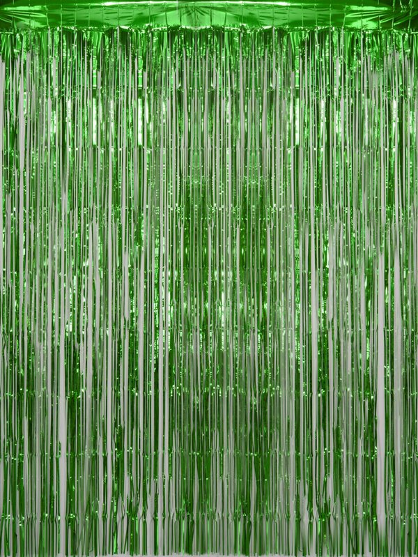kumozawa 1 pieza Cortina de lluvia verde, decoración de fondo para fiestas, decoraciones de graduación, flecos, cumpleaños, boda, decoración de aniversario para mujeres solteras, cortinas de seda con lluvia para adultos, decoración de pared para fiestas de cumpleaños, cortina de pared con película metálica y flecos