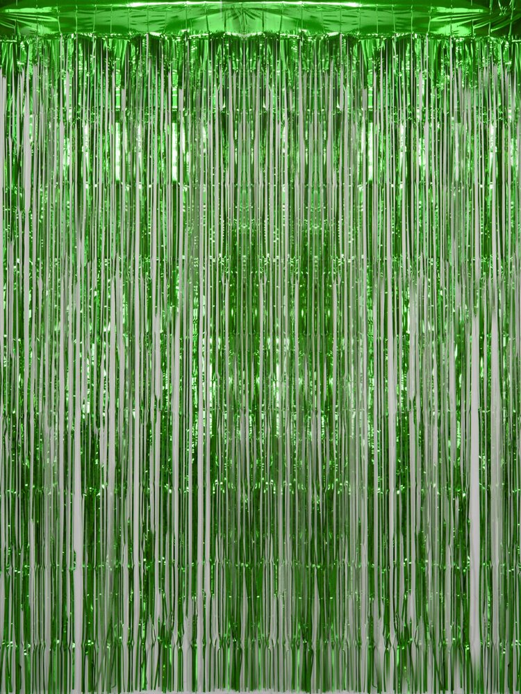 1pc Green Rain Curtain, Party Decoration Background, Graduation Decorations, Tassels, Birthday, Wedding, Single Women Anniversary Decor, Adult Rain Silk Curtains, Birthday Party Wall Decor, Tassel Metallic Film Wall Curtain
