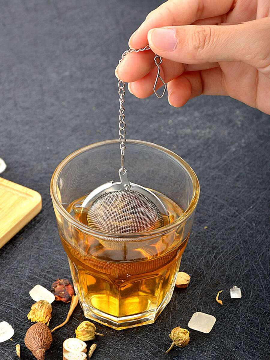 1 pieza filtro de té de acero inoxidable, filtro de especias de olla caliente multifunción de 4,5 cm, bola de condimento para cocina - Plateado - Ver 1