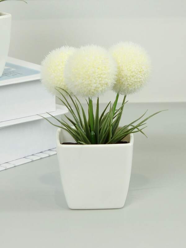 1pc Mini Simulated Fur Ball Potted Plant - Suitable For Home Decoration, Holiday Atmosphere Desktop Decoration, Window Sill & Bathroom Decoration,Fake Plants,Fall Decor,Room,Desk,Garden Decor,Room Decoration Stuff, Valentine Day, Gift Gifts Birthday Graduation Back To School School Supplies