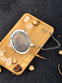 1 pieza filtro de té de acero inoxidable, filtro de especias de olla caliente multifunción de 4,5 cm, bola de condimento para cocina - Plateado - Ver 4