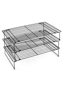 رف تبريد طبقة واحدة قابل للطي حاميات كعك ، أدوات الخبز - الأسود - مشاهدة 6