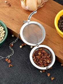 1 pieza filtro de té de acero inoxidable, filtro de especias de olla caliente multifunción de 4,5 cm, bola de condimento para cocina - Plateado - Ver 2