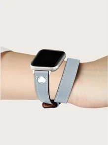 1pc Brown Leather Watch Band For Wrist, Fit For Ultra 3/2/1 Series SE S10/S9/S8/S7/S6/S5/S4/S3/S2/S1, 38mm-49mm Smartwatch, Gift For Fashionable Young Girls - Blue - View 2