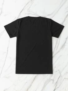 SHEIN LUNE Plus Heart Print Tee - Black - View 2