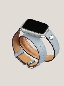 1pc Brown Leather Watch Band For Wrist, Fit For Ultra 3/2/1 Series SE S10/S9/S8/S7/S6/S5/S4/S3/S2/S1, 38mm-49mm Smartwatch, Gift For Fashionable Young Girls - Blue - View 1